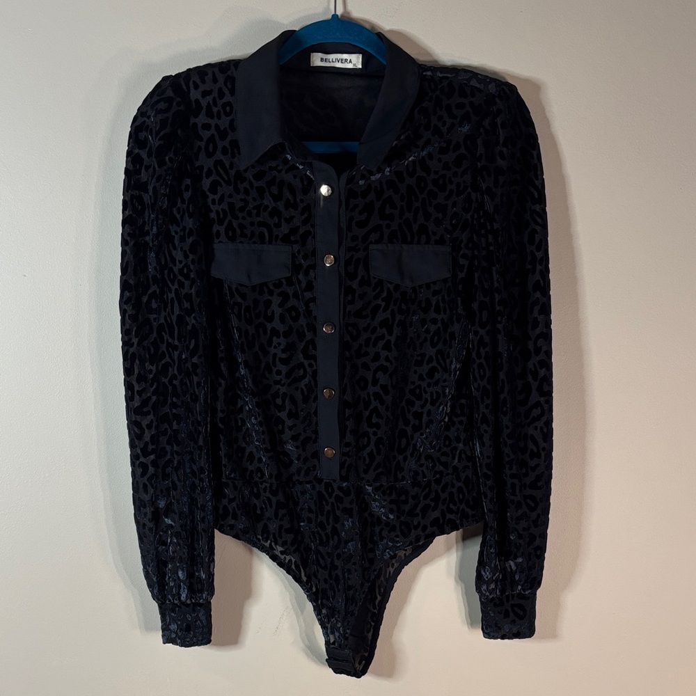 Black Leopard Print Bodysuit